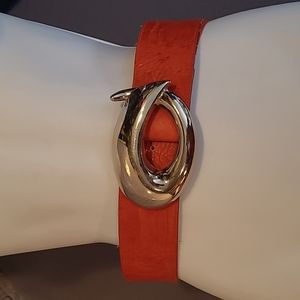 Better Belts 2149 Red Top Grain Cowhide Belt With Chrome Buckle